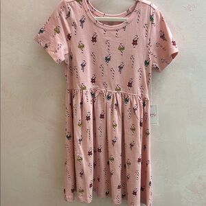 NWT Pink Kids Dress with Candy Cane Print